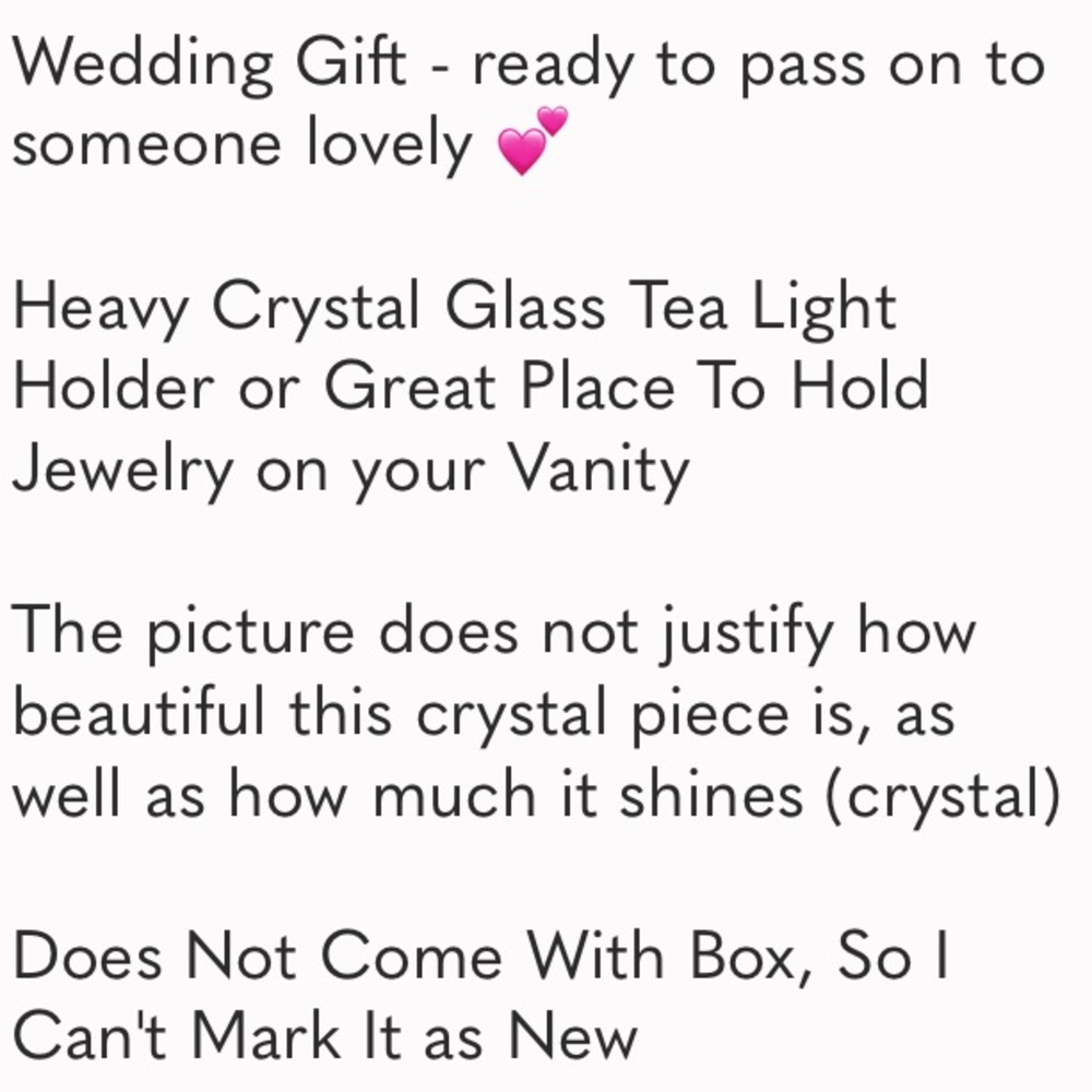 Crystal Jewelry Dish | Engraved Heart Shape | Tea Light Candle Holder | LOVE - Picture 2 of 2